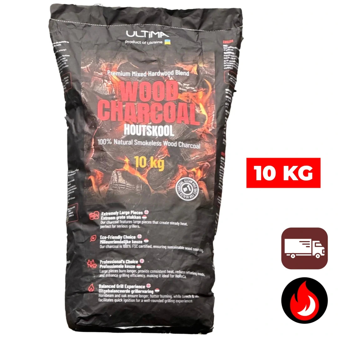 Ultima Houtskool 10 kg | Premium BBQ Houtskool Eik, Haagbeuk & Essen