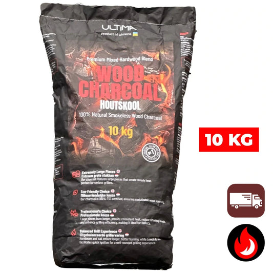 Ultima Houtskool 10 kg | Premium BBQ Houtskool Eik, Haagbeuk & Essen