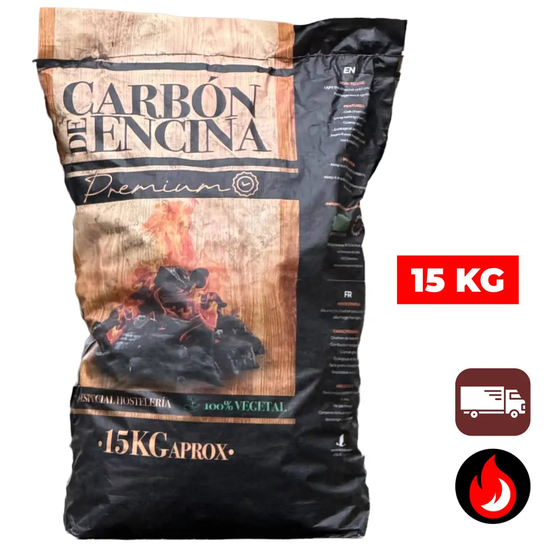 Encina Houtskool 15 kg | Premium Spaanse Steeneik Houtskool