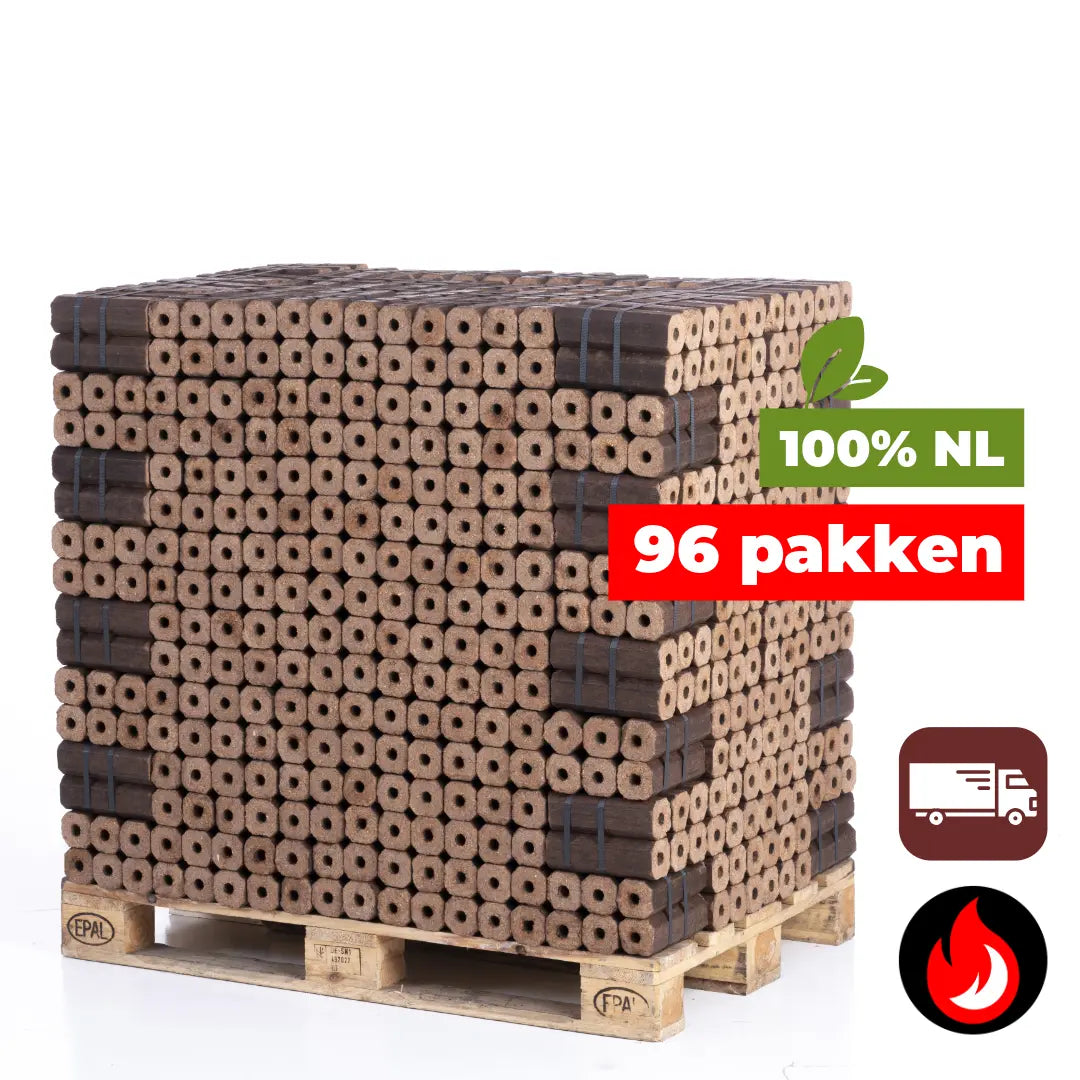 Pini Kay Briketten 100% NL Eik | 96 Pakken | Seizoensvoorraad