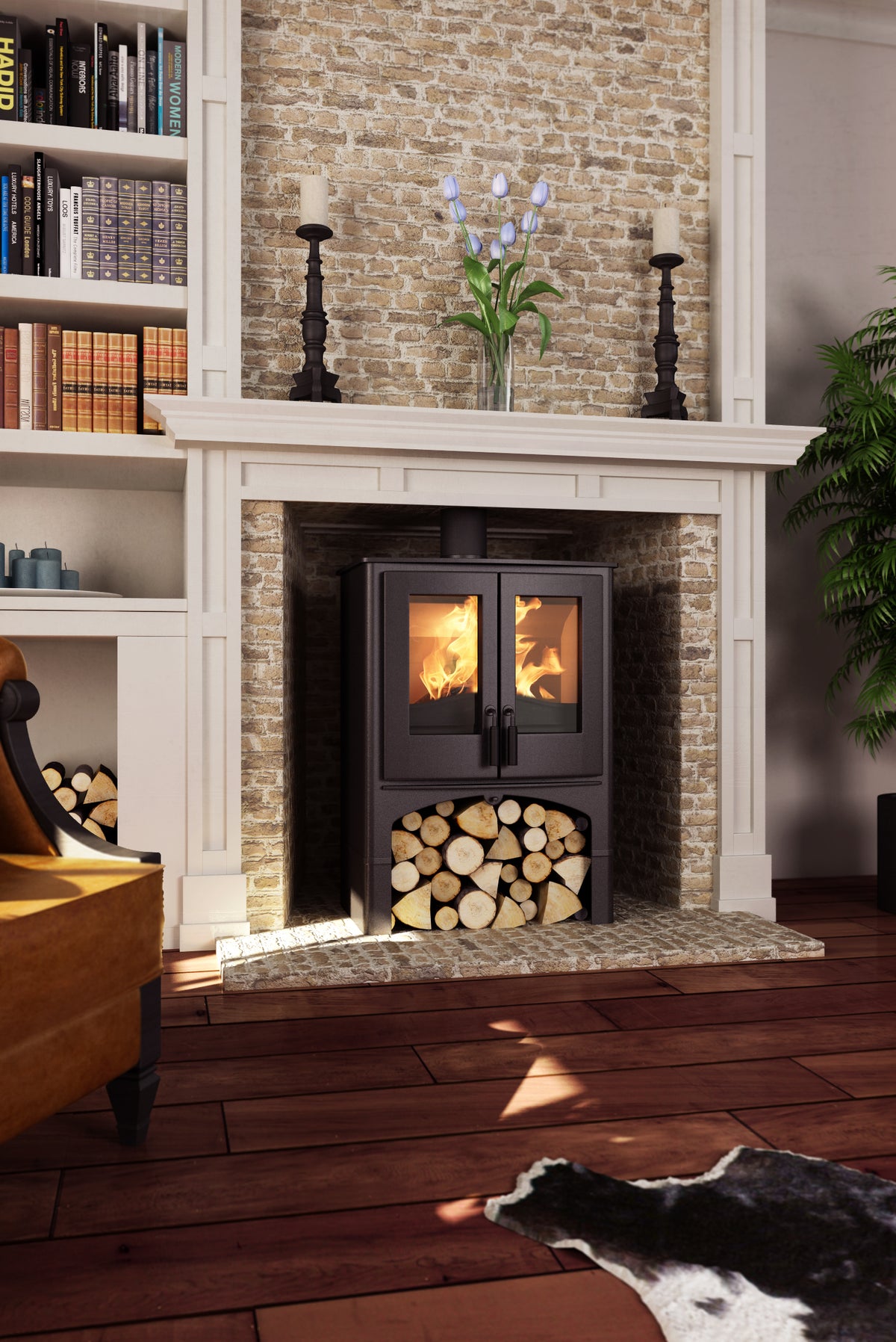 Nordic Fire LODGE CV met houtvak