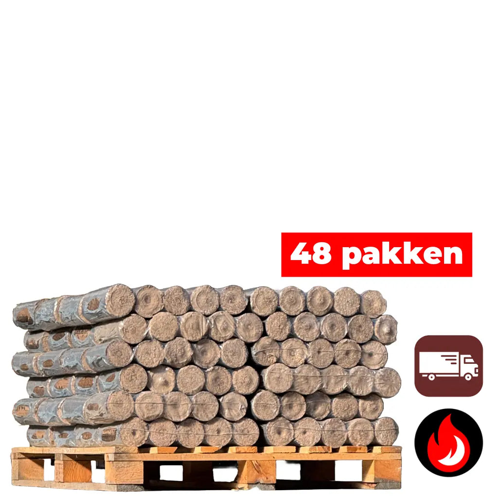 Nestro Briketten Hardhout | 48 Pakken | Cilindrische Houtbriketten