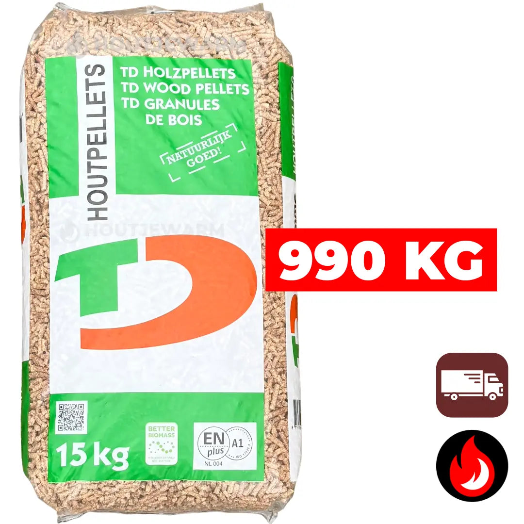 990 kg | Ten Damme houtpellets | ENplus A1 | Inclusief bezorging